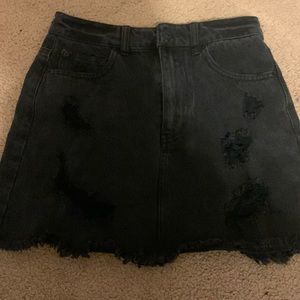 Womens black jean skirt distressed